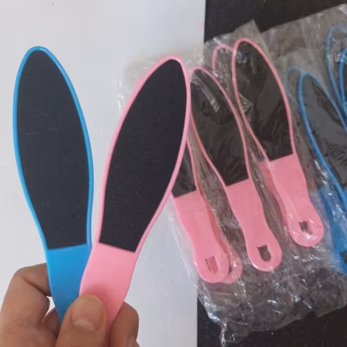 سوهان کف پا دسته دار دورنگ صورتی و آبی