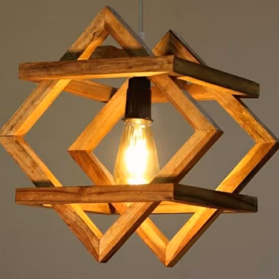 لوستر چوبی تک شعله 