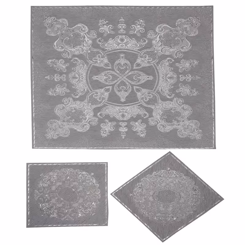 رومیزی 3 تیکه مربع مدل صحرا در رنگ بندی کرم دودی کالباسی 