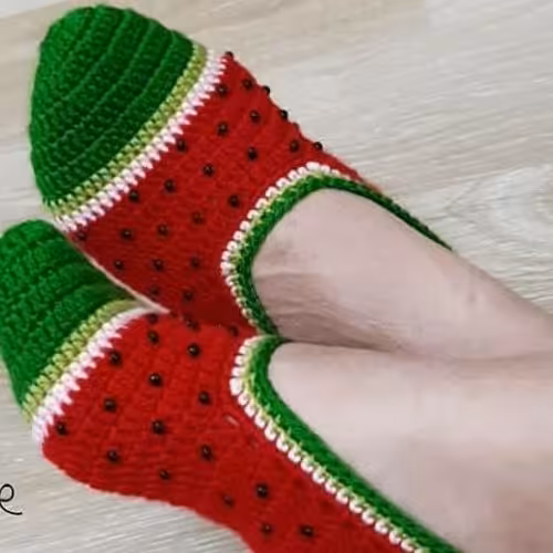 پاپوش یلدایی هندوانه دست بافت