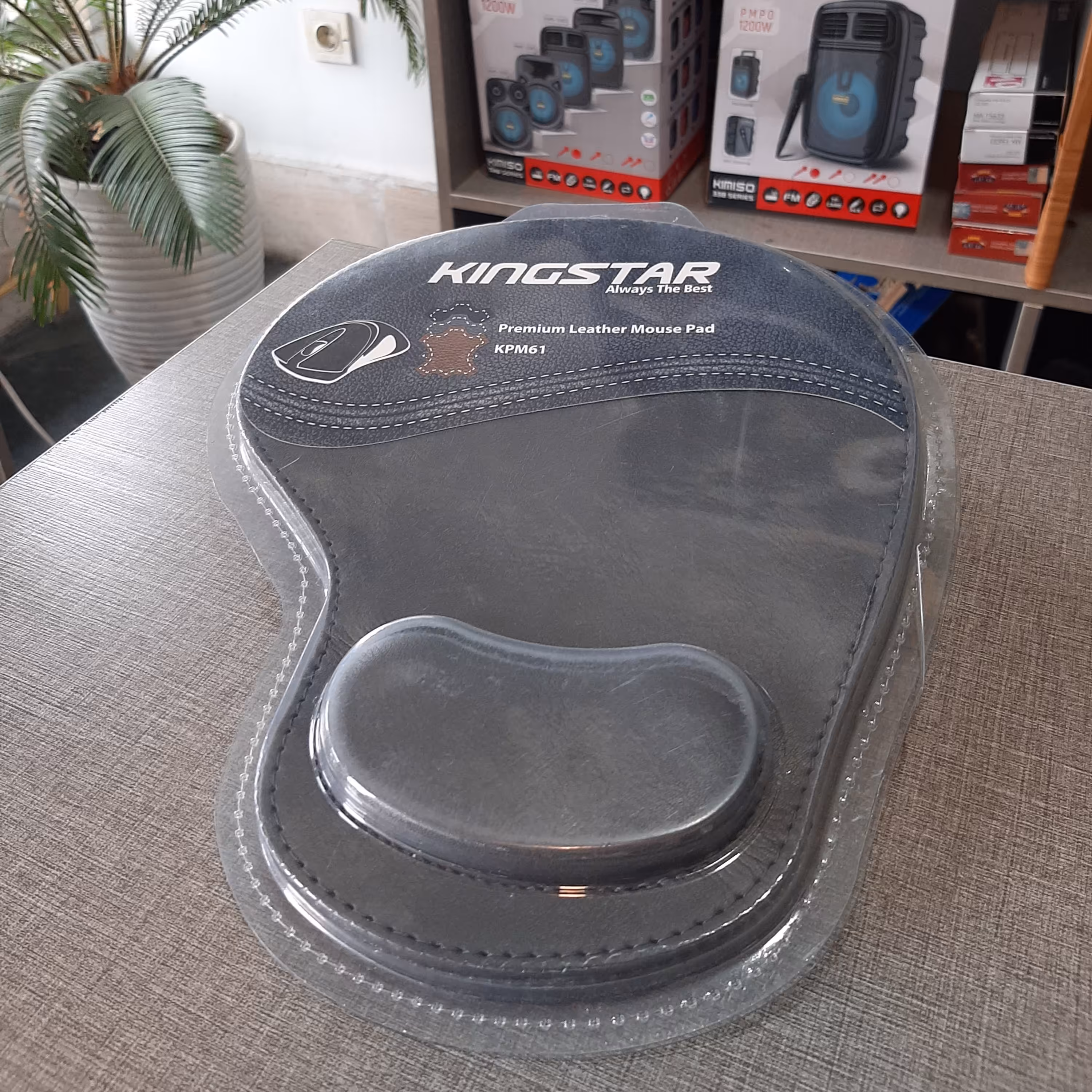 موس پد کینگ استار KPM61چرمی دور دوخت طوسی رنگ قابل شست و شو