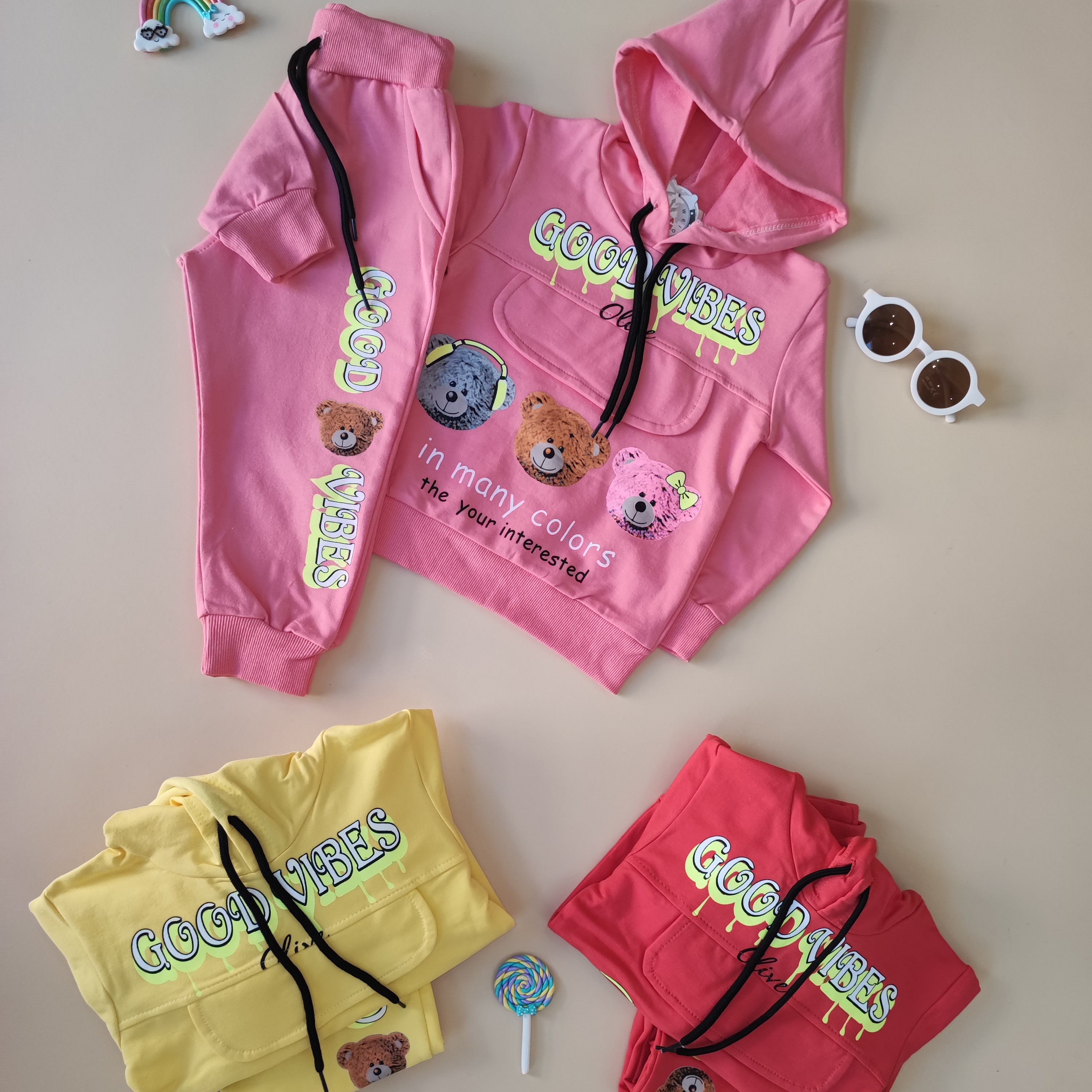 ست هودی شلوار  تدی اسپرت کیفیت بسیار عالی جنس پنبه دورس سایز35 40