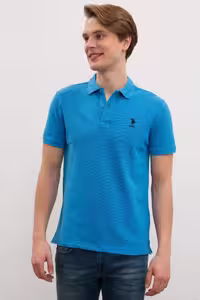 تی شرت یقه پولو آبی مردانه G081SZ011.000.948811 اورجینال U.S. Polo Assn.
