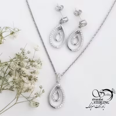 نیمست نقره آویز اشکی عیار925 کد 15908