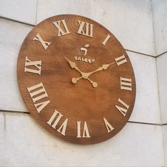 ساعت دیواری چوبی بلوط  مدل لیختنشتاین (Liechtenstein) به قطر 60 و موتور تایوانی