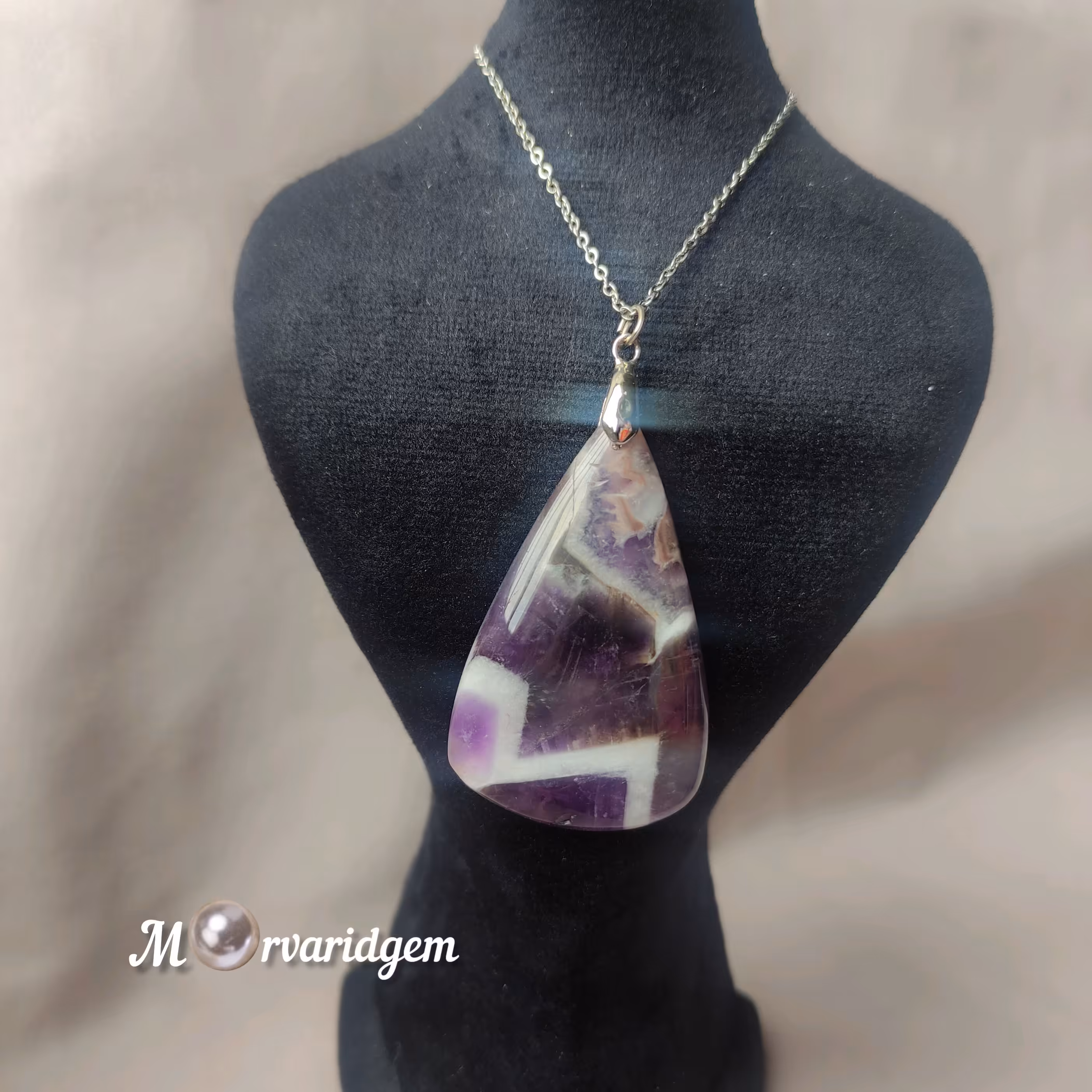 گردنبند سنگ اصل آمیتیست لیس آگات