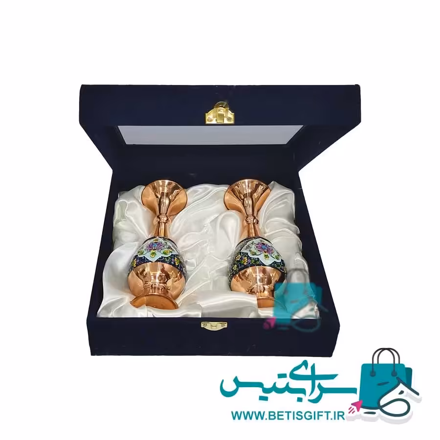 ست هدیه جفت گلدان مس و پرداز سایز 20