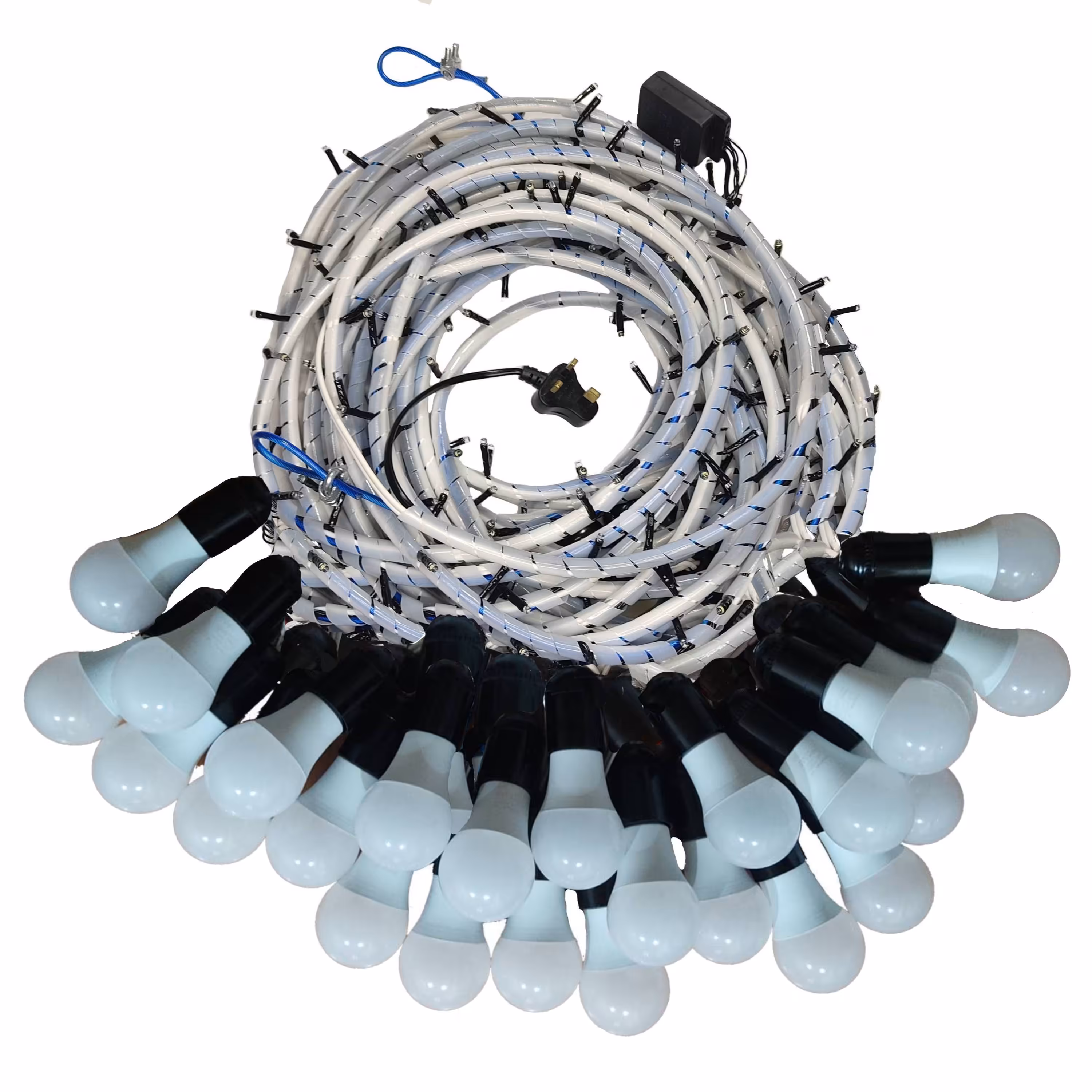 ریسه 9 متری سفید(تلفیقی سوزنی سفید و حبابی سفید )با بکسل نگهدارنده روکشدار