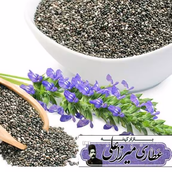 دانه چیا تمیز و درجه یک دربسته بندی سلفونی و زن کل بین 78 تا 80 گرم 