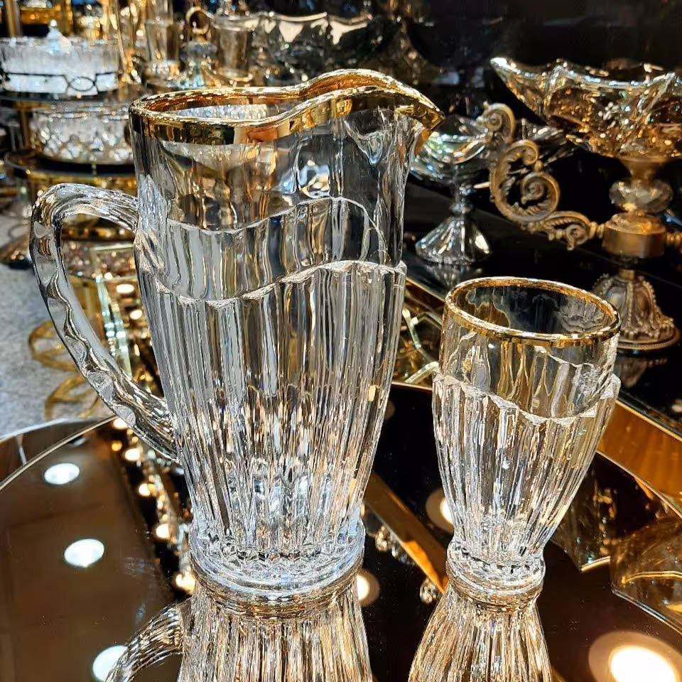 پارچ و لیوان کرون لب طلا 