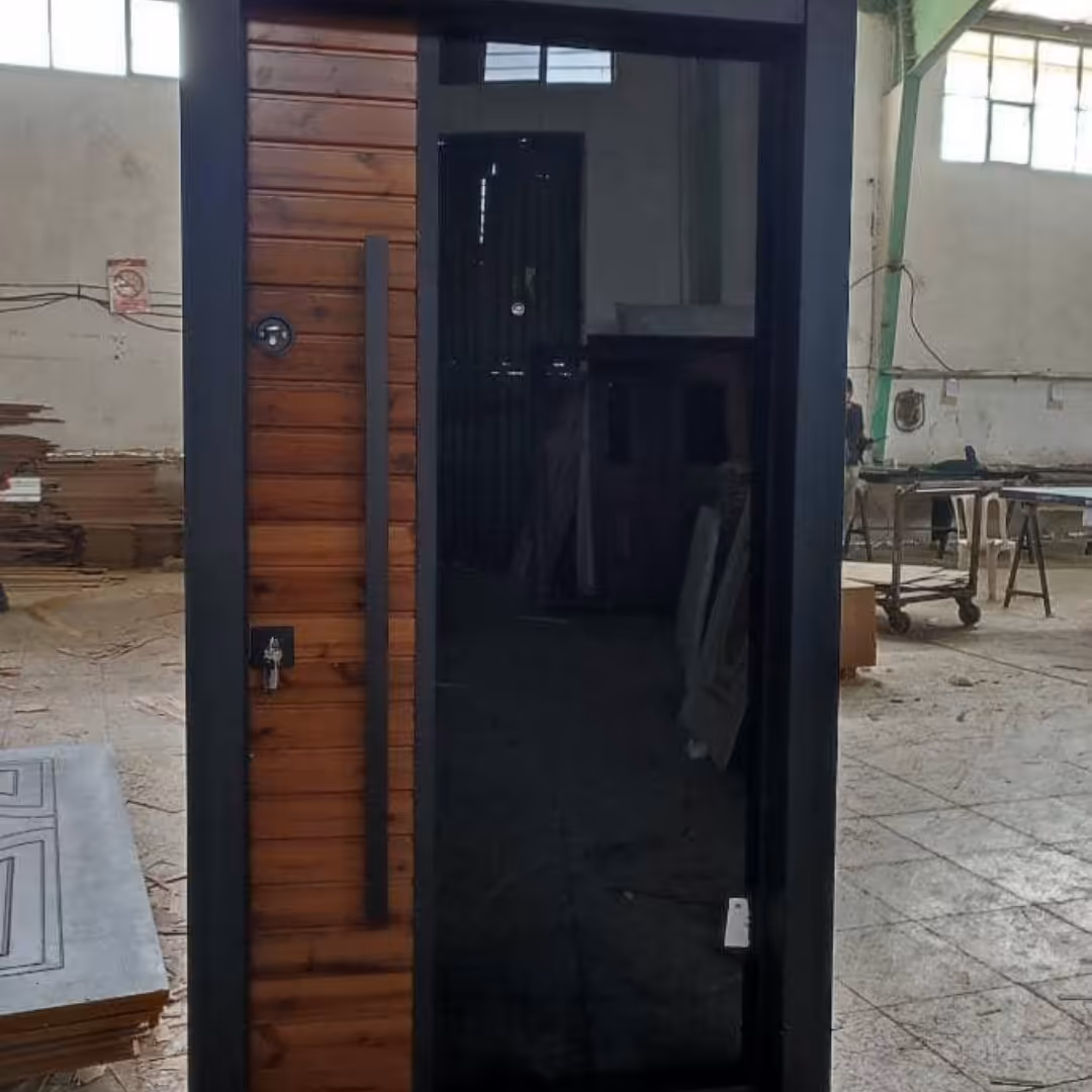 درب ضد سرقت ترکیب شیشه وچوب ترموود