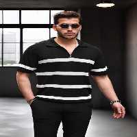 تی شرت مشکی مردانه نیمی اورجینال Valiberta