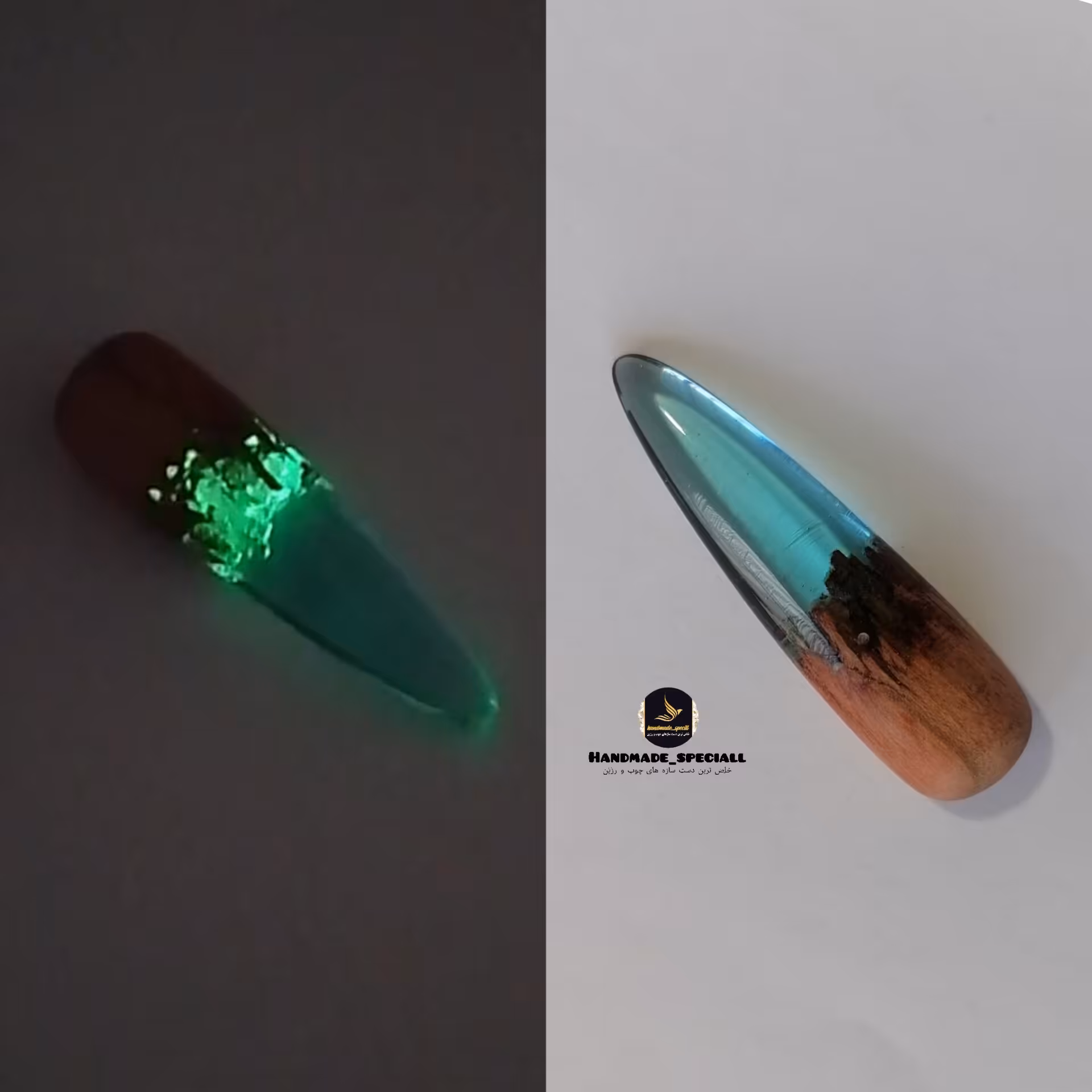 مضراب تار چوب و رزین شب تاب طرح اقیانوس(دستساز)خاص ترین دست سازه های چوب و رزین(ارسال رایگان) 