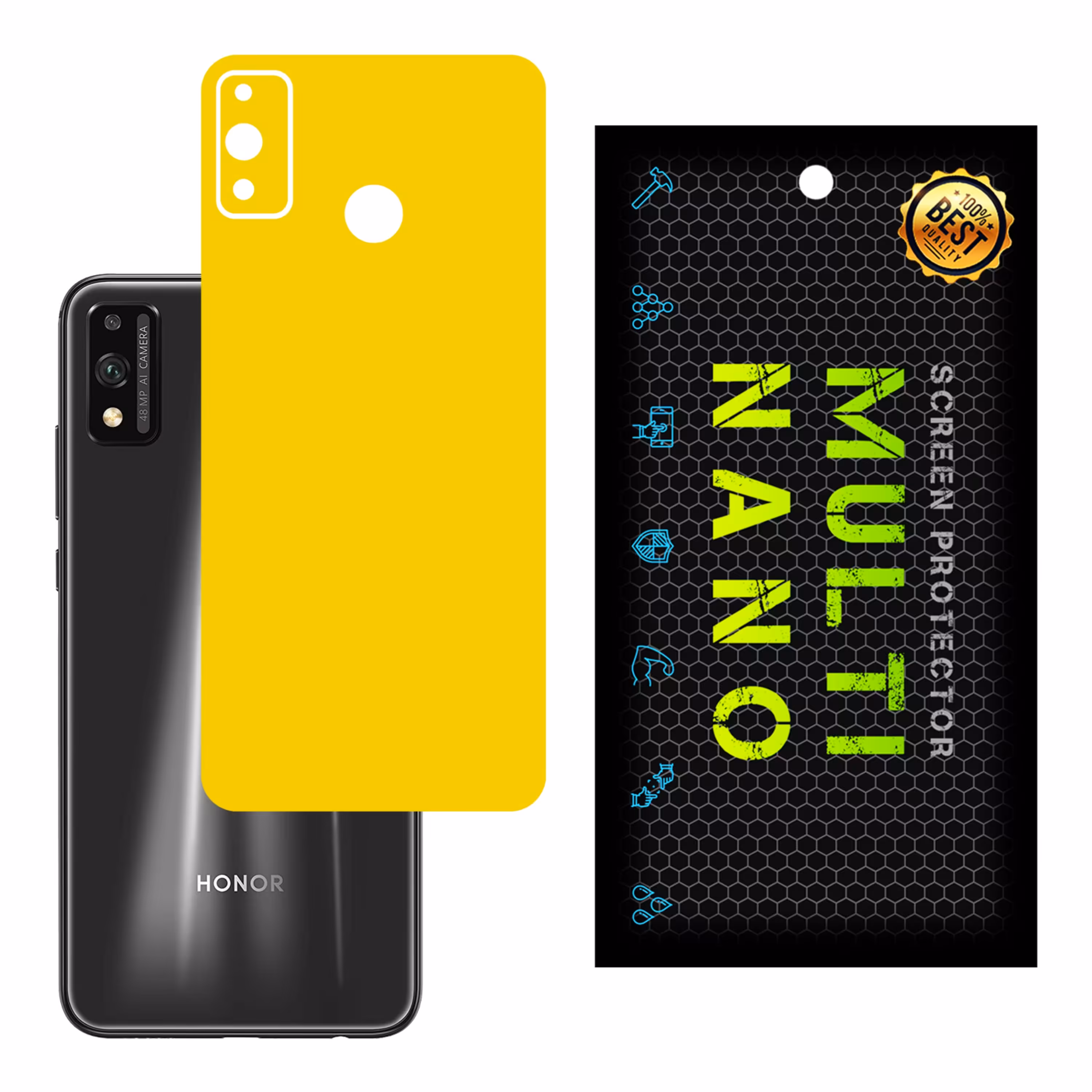 برچسب پوششی MultiNano مدل X-F1M-Yellow برای پشت موبایل هواوی Honor 9X Pro