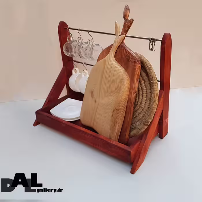 استند آشپزخانه یک طبقه با جای آویز دو تایی استیل و 10 عدد آویز  ( انتخاب رنگ دلخواه )