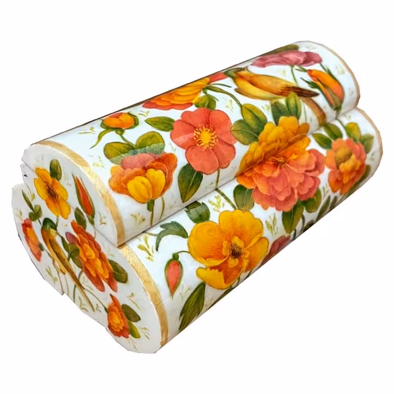 جعبه جواهرات استخوانی طرح گل و مرغ