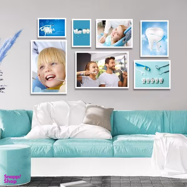 تابلو بکلیت طرح سلامت دندان و مطب دندانپزشکی مدل W-1323 مجموعه 7 عددی