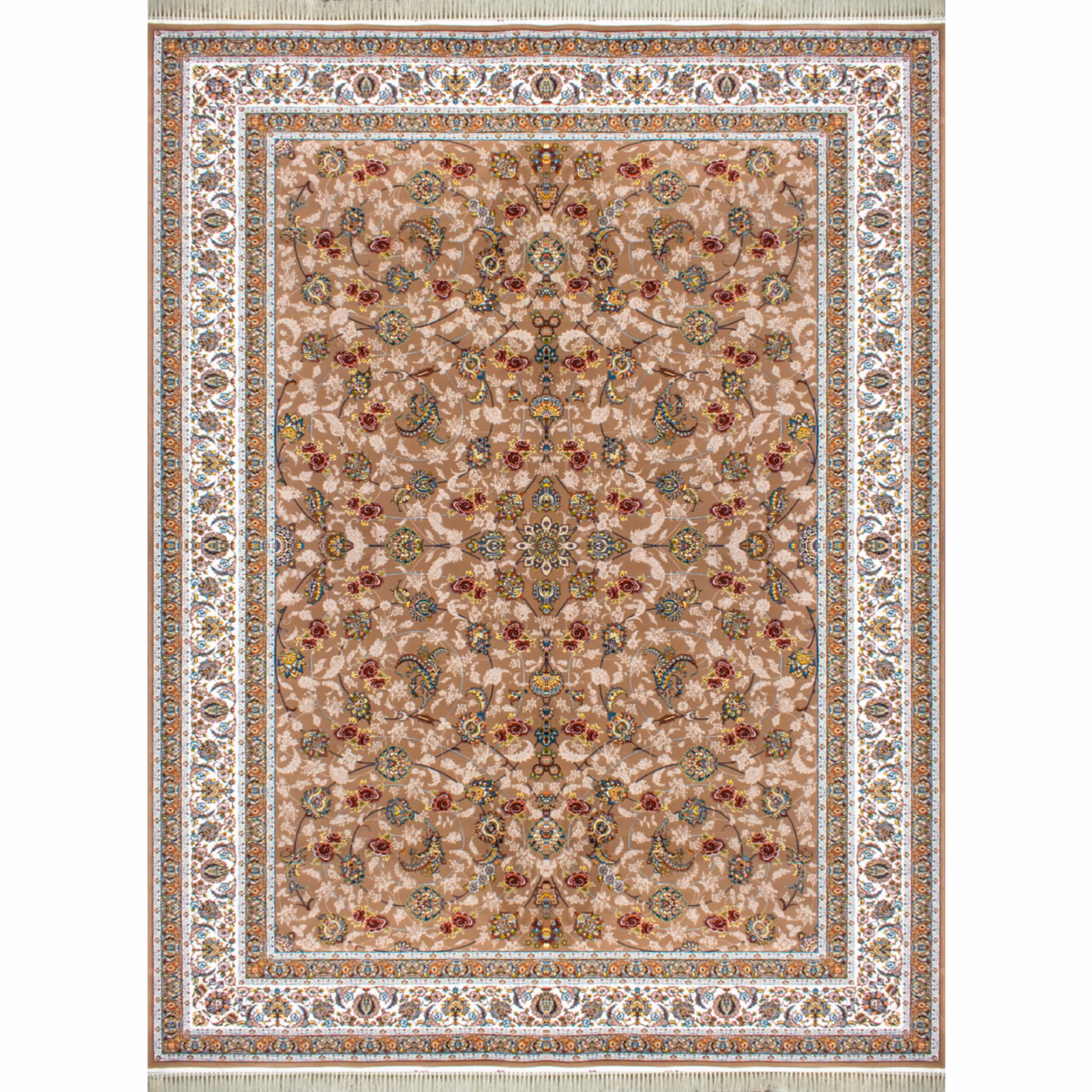 فرش ماشینی افرند 700 شانه زمینه شکلاتی کد 7759 (دوازده متری)