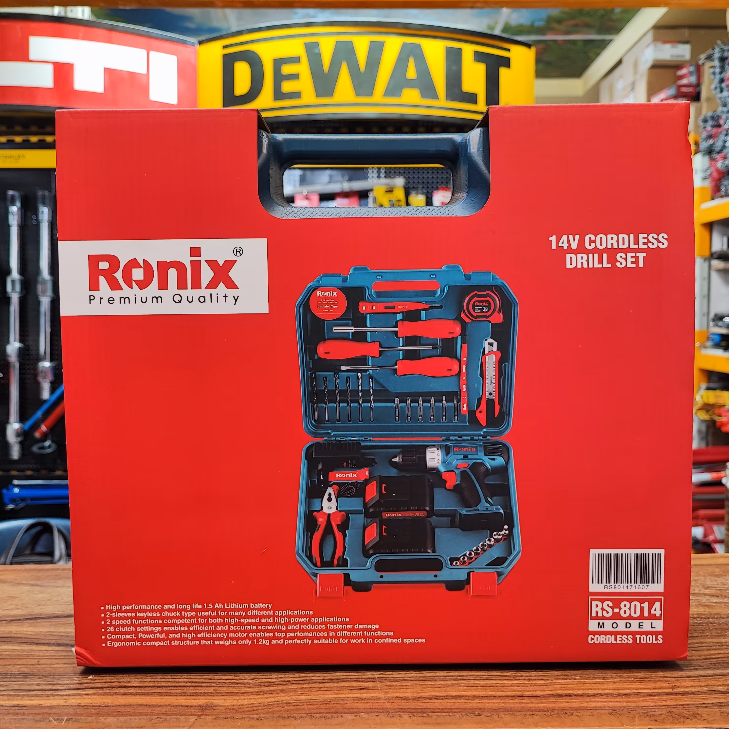 ست ترکیبی دریل شارژی دو باتری 14 ولت-33 تکه RS-8014 رونیکس