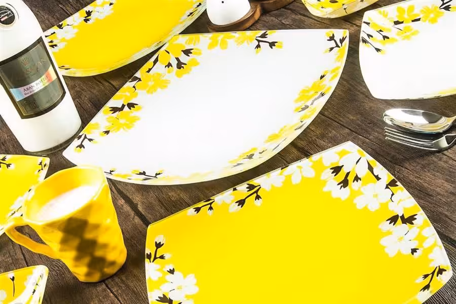 سرویس غذاخوری 25 پارچه آرکوفام طرح آتنا زرد