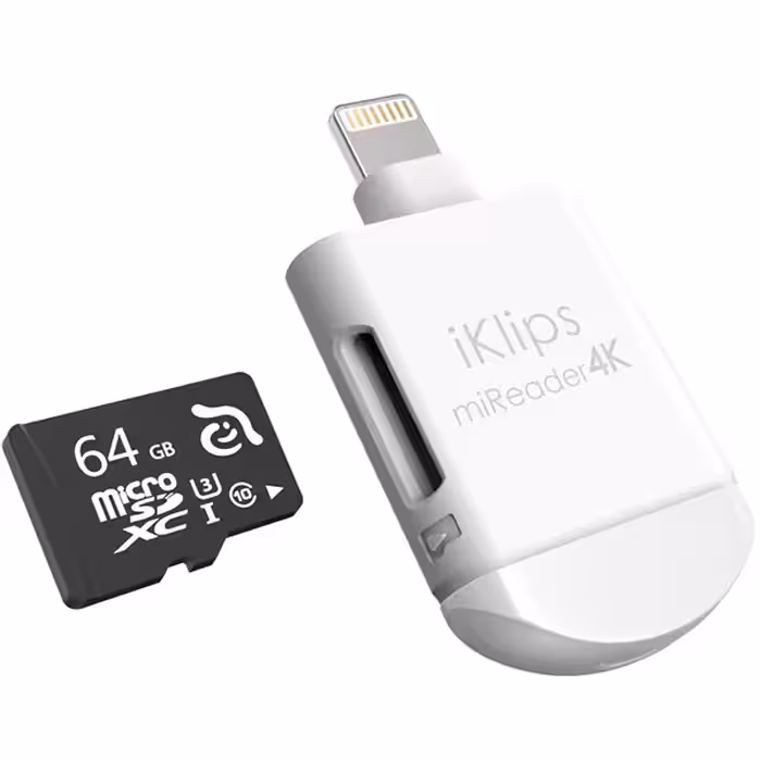 آدام المنتس کارت خوان لایتنینگ مدل iKlips miReader 4K با ظرفیت 64 گیگابایت - سفید - Hiapple.ir