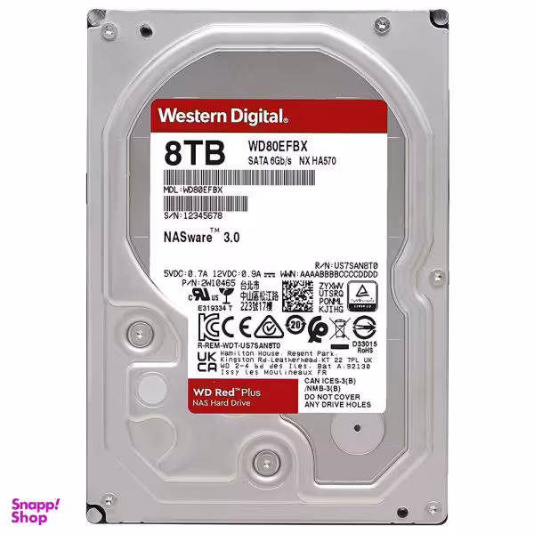 هارددیسک اینترنال وسترن دیجیتال مدل Red Plus WD80EFBX ظرفیت 8 ترابایت