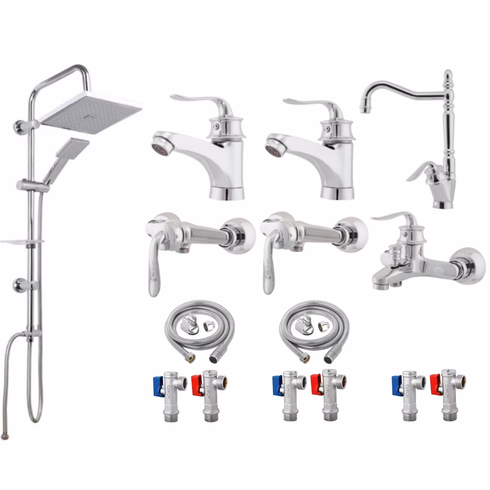 ست شیرالات رز مدل هلن مکس مجموعه 15 عددی کروم پکیج کامل 1 واحد مسکونی 