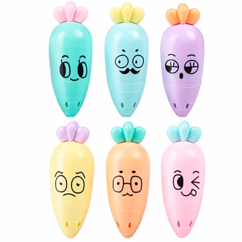 خرید ماژیک علامت گذار طرح هویج رنگ پاستلی مجموعه 6 عددی