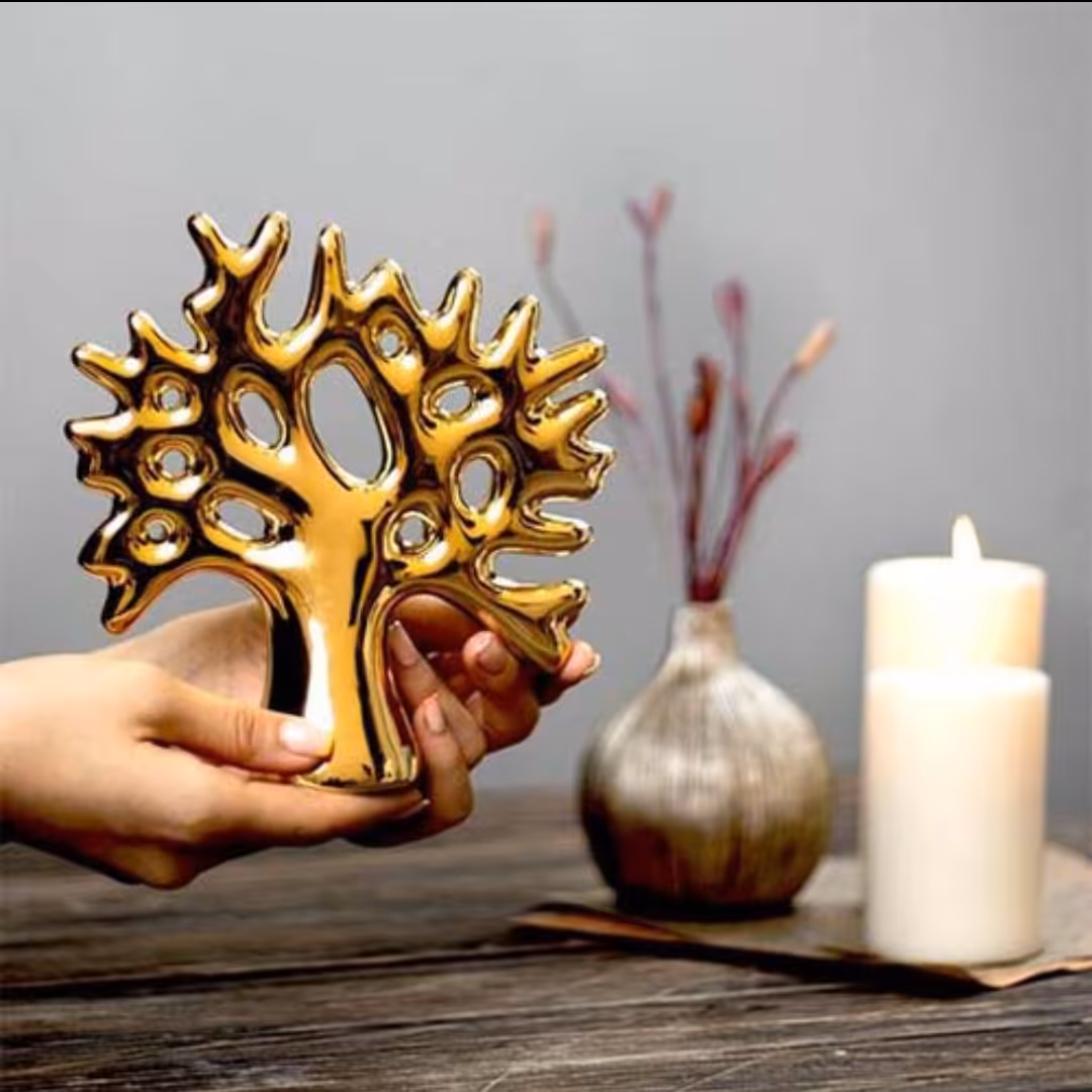 درخت بزرگ ارتفاع 20cm آبکاری pvd سرامیکی ساده(فقط طلایی)