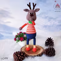 اسباب بازی   عروسک بافتنی و دست بافت کاموایی  گوزن بوریس