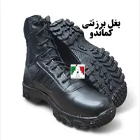 پوتین کوهنوردی قارتال بغل برزنتی کماندو مشکی ضخیم طبی سبک پوتین نظامی بدون زیپ پوتین کماندویی چرم تبریز