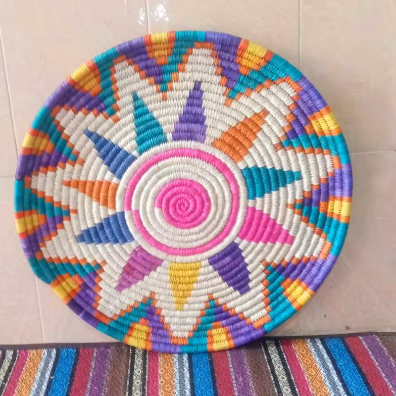 سینی حصیری رنگی طرح ستاره 50 سانتی