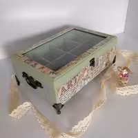 جعبه پذیرایی ، تی بگ ، طرح ترکیبی سبز و طوسی