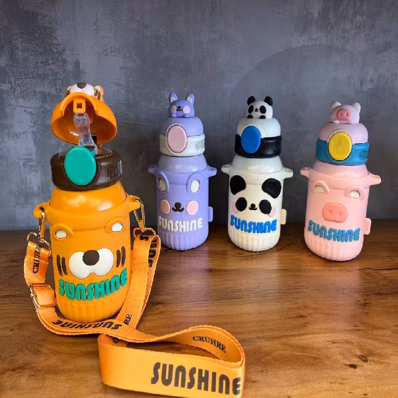 فلاسک استیل طرح حیوانات دور سیلیکونی 550 میل