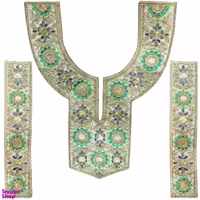 یراق مدل یقه و آستین آماده طرح گل سیکا کد 2 مجموعه 3 عددی