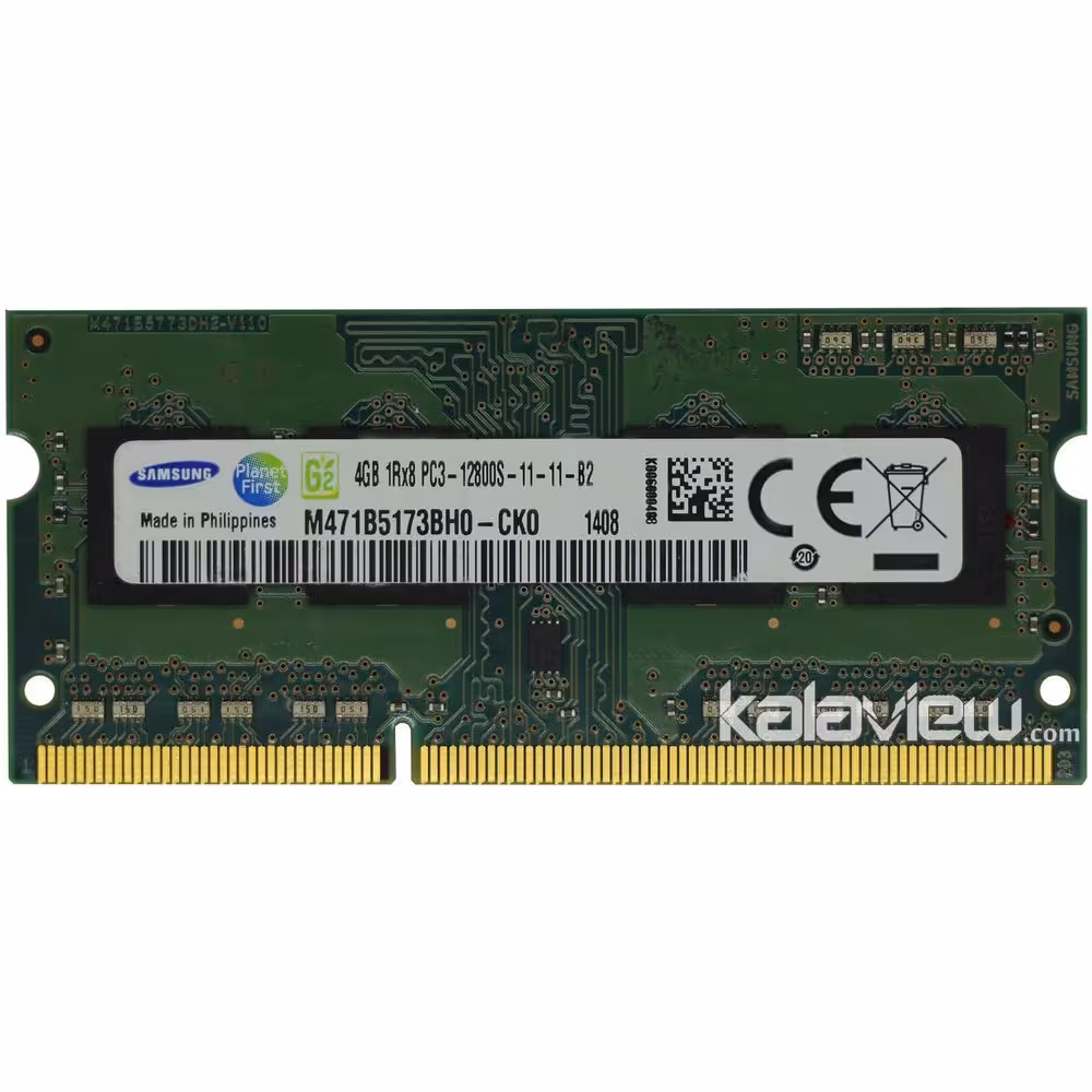رم لپ تاپ سامسونگ 4GB مدل DDR3 باس 1600MHZ-12800 فیلیپین PH M471B5173BH0-CK0 1408 تایمینگ CL11