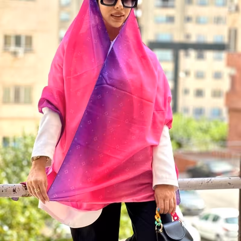 شال صورتی پررنگ  و بنفش جنس نخی کیفیت عالی فروش مستقیم از تولیدی  ri137