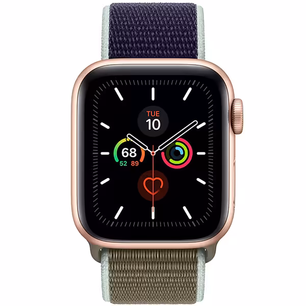 سری 5 اسپرت مردانه 44 میلیمتری Gold Aluminum Case with Khaki Sport Loop - Hiapple.ir