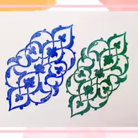 مهر دستساز لینولئوم طرح سنتی و اسلیمی مناسب چاپ پارچه و کاغذ