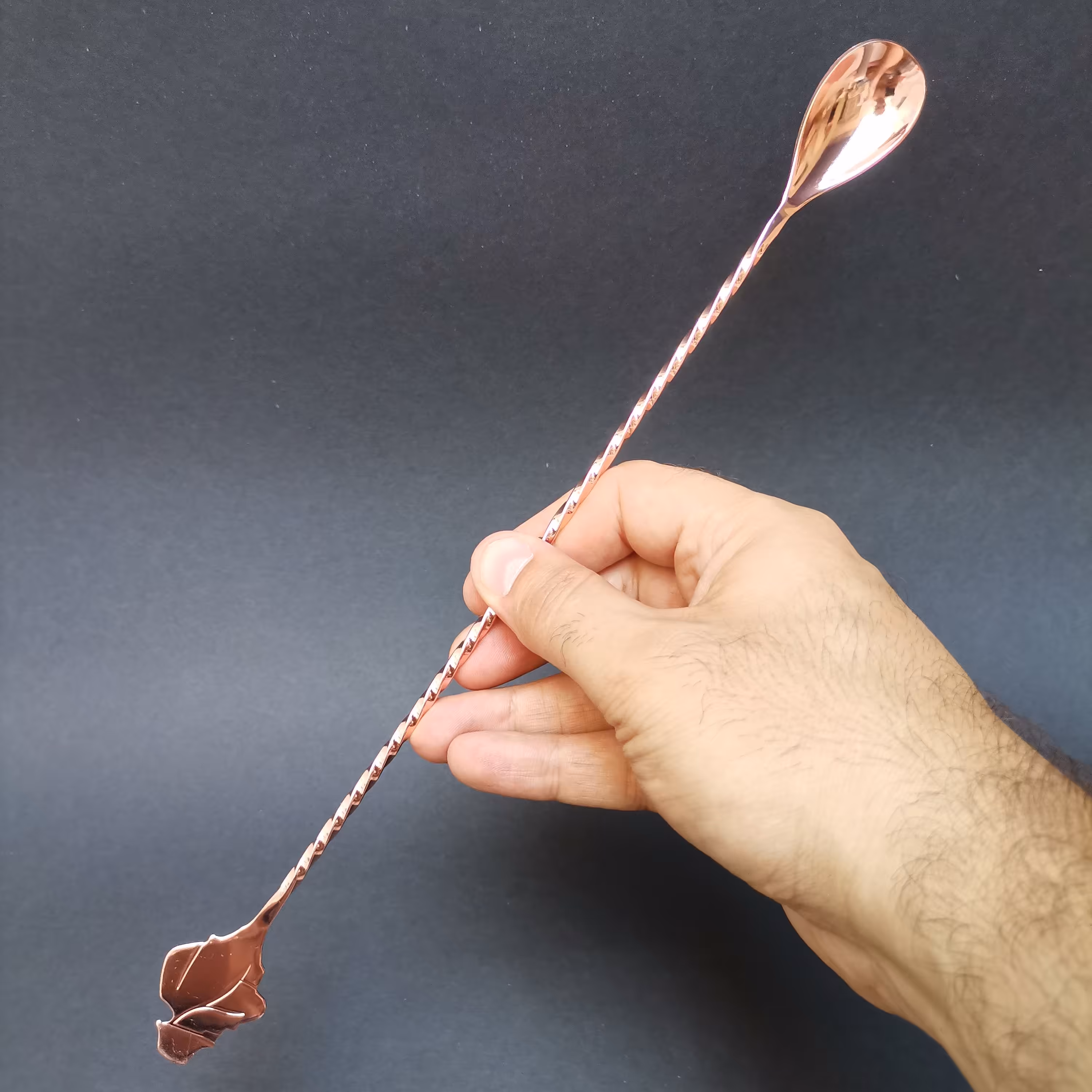 قاشق تالسپون رز گلد استیل بلند ست بار سرد