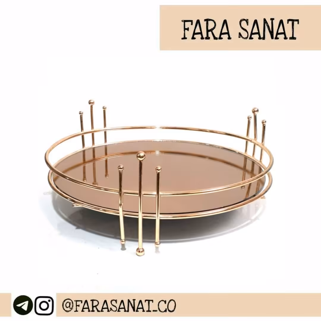 سینی کف آینه ای مدل پیانو گرد با آبکاری درجه یک (قطر 30 سانت)