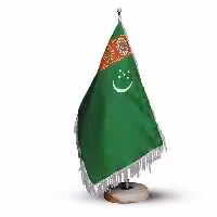 پرچم رومیزی کشور ترکمنستان ریشه زرد با پایه سنگی افراتوس