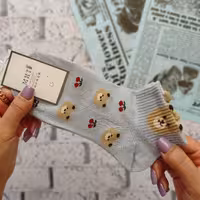 جوراب نیم ساق فانتزی  طرح تدی (پس کرایه)