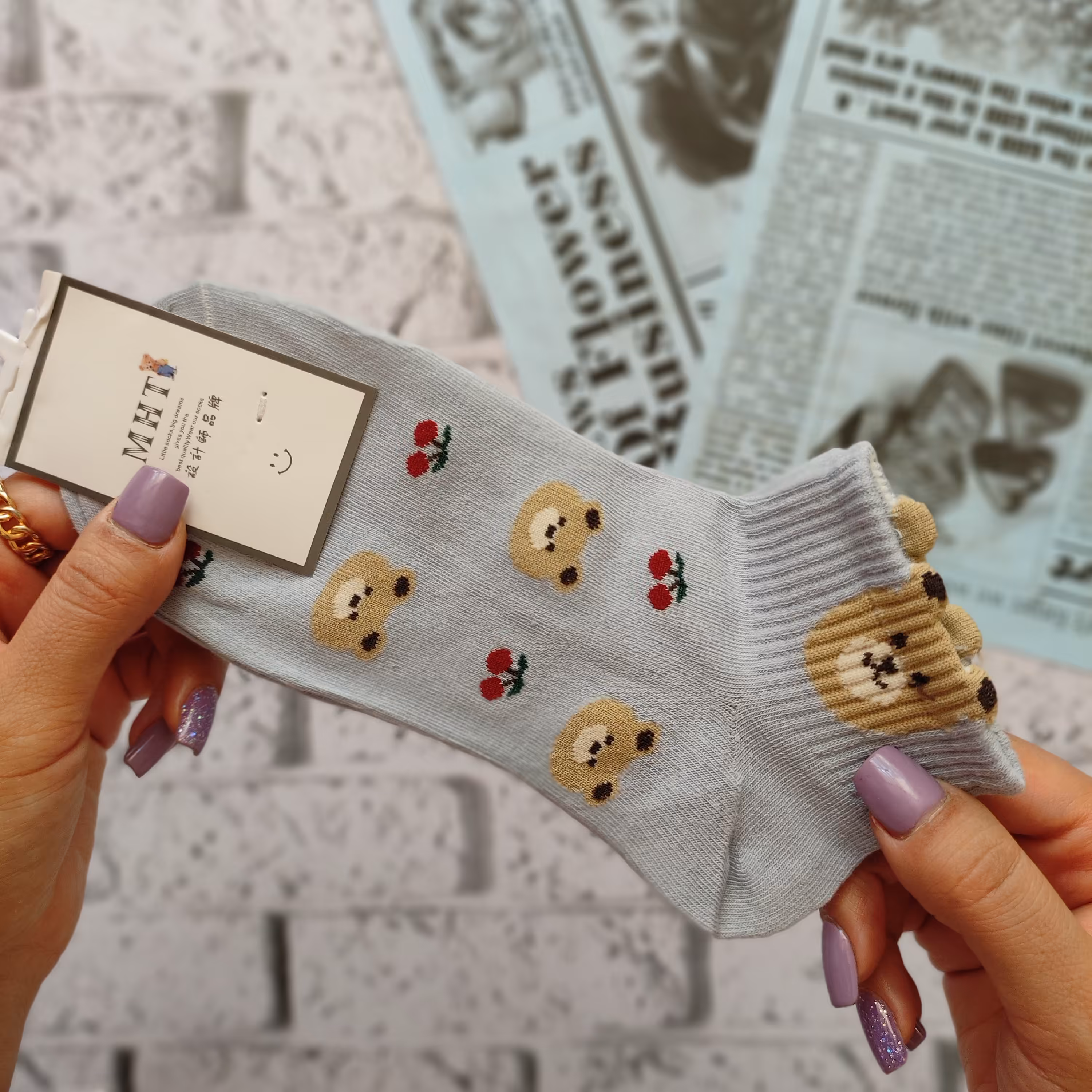 جوراب نیم ساق فانتزی  طرح تدی (پس کرایه)