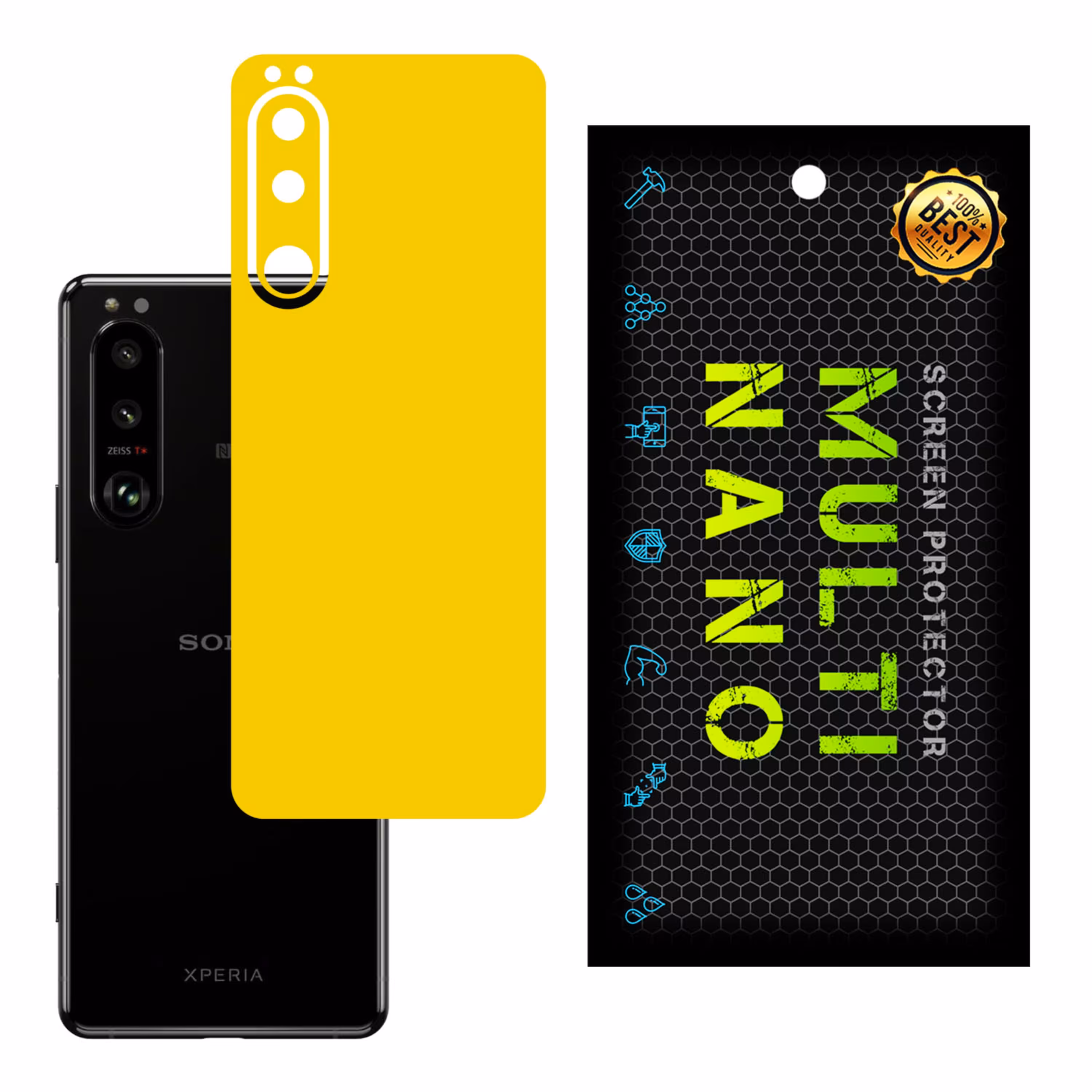 برچسب پوششی MultiNano مدل X-F1M-Yellow برای پشت موبایل سونی5 III