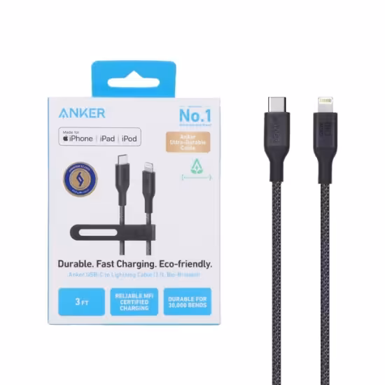کابل تبدیل USB-C به لایتنینگ انکر مدل A80B5 طول 0.9 متر