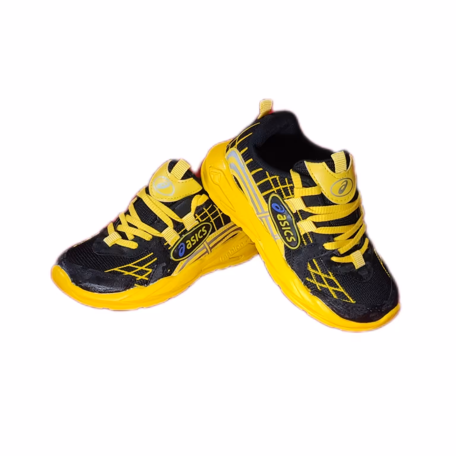 کفش کتونی اسیکس بچگانه دخترانه و پسرانه زیره طبی نرم سبک ضدآب قابل انعطاف پذیری بالا رنگ مشکی زردسایز 31 تا 35 