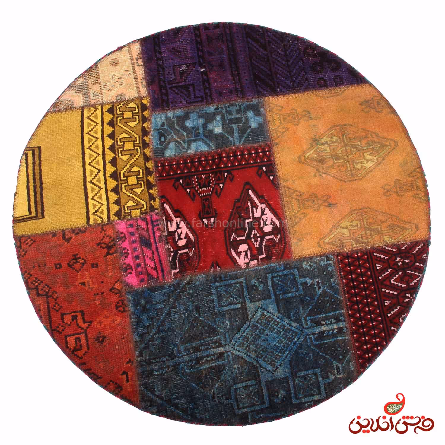 فرش گرد دستباف کلاژ کد 5061