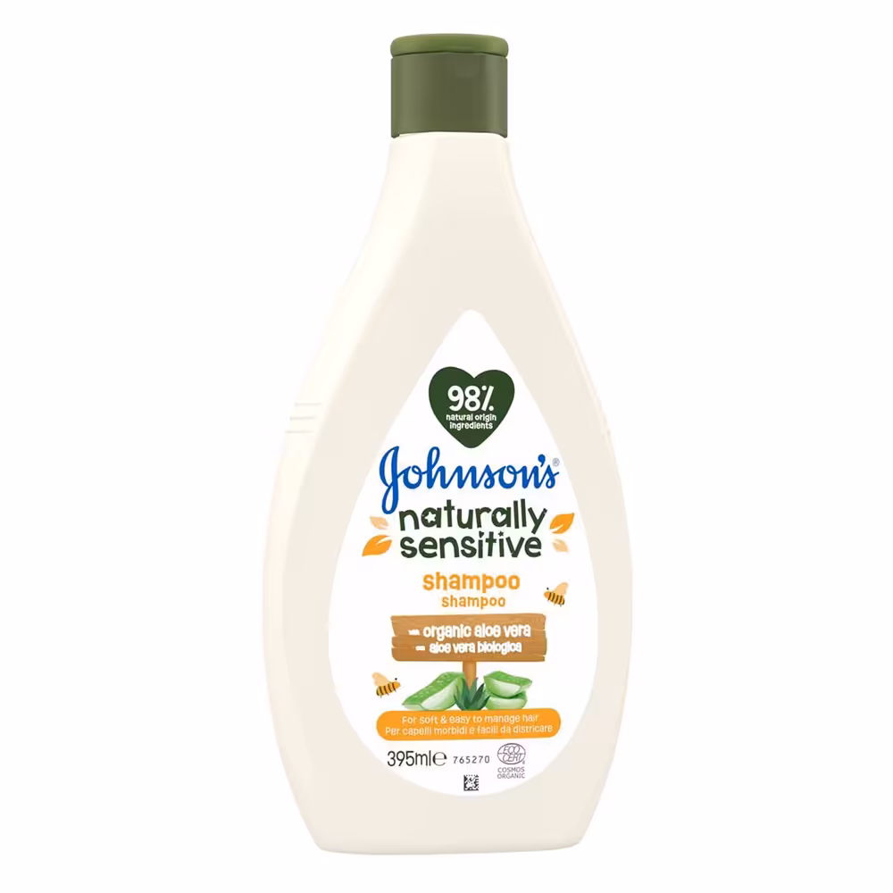 شامپو سر کودک جانسون johnson'n مدل Naturally Sensitive حجم 395 میلی لیتر