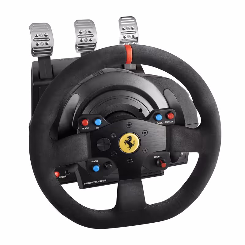 دسته فرمان و پدال بازی تراست مستر مدل T300 Ferrari برای PC و پلی استیشن